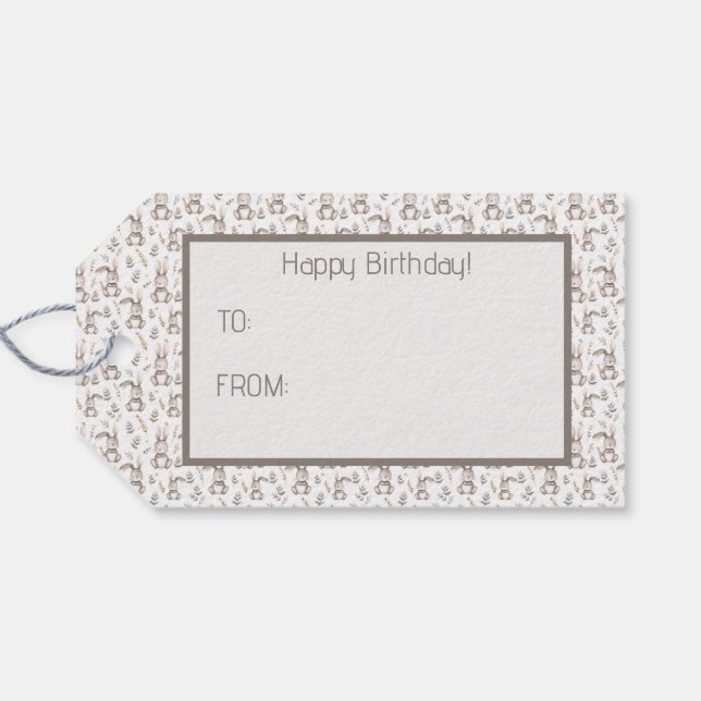 Étiquettes-cadeau Bébé mignon Neutre Gris Gris Neutre Bébé (Dos (Horizontal))