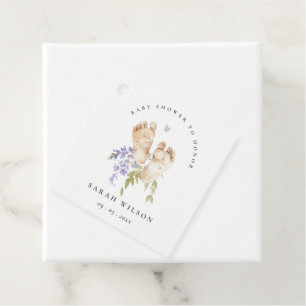 Étiquettes Cadeau Bébé mignon Pieds bleu Floral Baby shower garçon