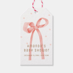 Étiquettes-cadeau Bébé mignon Polka Dot Bow Baby shower