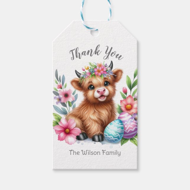 Étiquettes-cadeau Bébé mignon rustique Vache Highland (Devant)