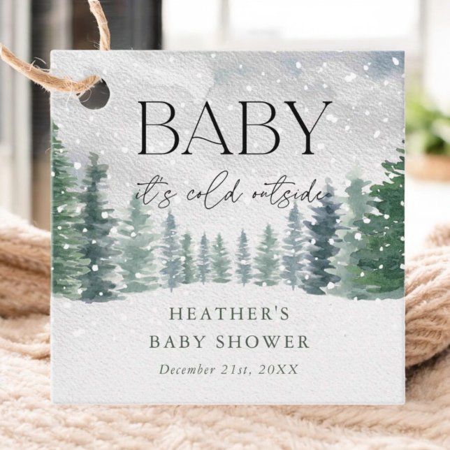 Étiquettes Cadeau Bébé neige d'hiver Il fait froid dehors Baby showe (Créateur téléchargé)
