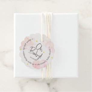 Étiquettes Cadeau Bébé nuages roses Oh bébé Merci