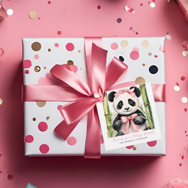 Étiquettes Cadeau Bébé Panda ours filles Baby shower Merci (Créateur téléchargé)