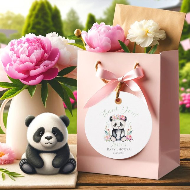 Étiquettes Cadeau Bébé Panda Peonies Jungle Baby shower Merci (Baby Panda Peonies Jungle Baby Shower Thank You Favor Tags)