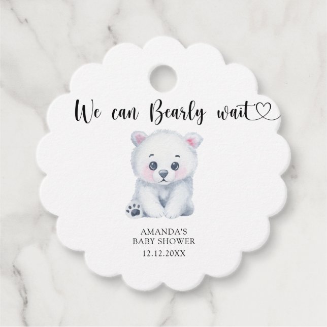Étiquettes Cadeau Bébé polaire - on peut attendre (Devant)
