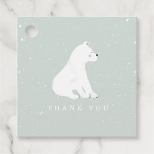 Étiquettes Cadeau Bébé Polar Bear Cub Hiver Bleu Baby shower