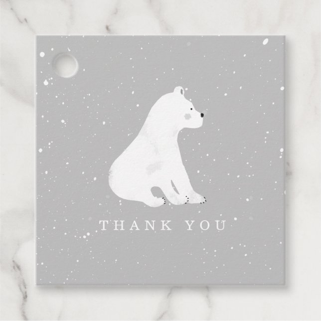 Étiquettes Cadeau Bébé Polar Bear Cub Hiver Gris Baby shower (Devant)