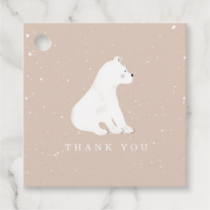 Étiquettes Cadeau Bébé Polar Bear Cub Hiver Rose Baby shower