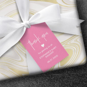 Étiquettes-cadeau Bébé rose profonde fille Douche Petit Merci de coe