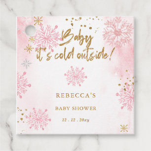 Étiquettes Cadeau Bébé rose son Baby shower d'hiver froid à l'extéri