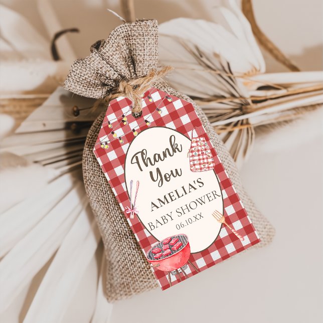 Étiquettes-cadeau Bébé rouge-Q Baby shower Balises cadeaux (Créateur téléchargé)