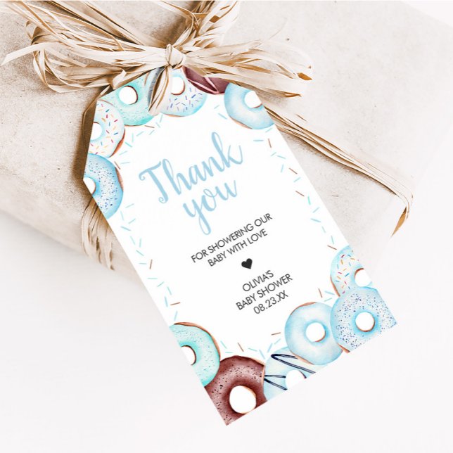 Étiquettes-cadeau Bébé Saupoudrer Donuts Baby shower Favoriser les é (Donuts Sprinkled with Love Baby Shower Favor Tags)