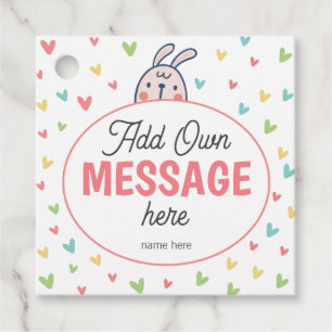 Étiquettes Cadeau Bébé Shower Lapin de Pâques - Joli Cœur Coloré