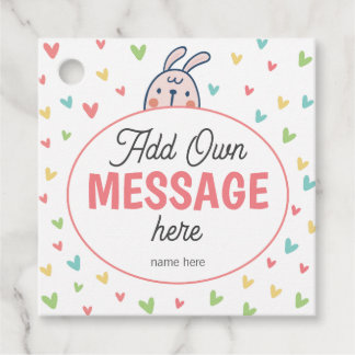 Étiquettes Cadeau Bébé Shower Lapin de Pâques - Joli Cœur Coloré