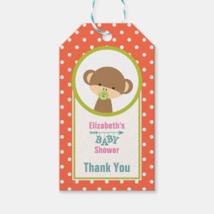 Étiquettes-cadeau Bébé singe avec une Pacificateur sur Pois Merci