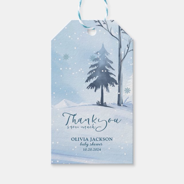 Étiquettes-cadeau Bébé son froid en dehors du baby shower de flocon  (Devant)