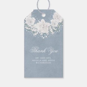 Étiquettes-cadeau Bébé souffle et Mariage bleu poussiéreux