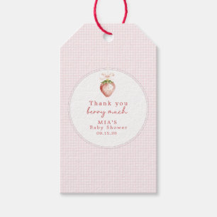 Étiquettes-cadeau Bébé Sucré Coquette Gingham à la Fraise 