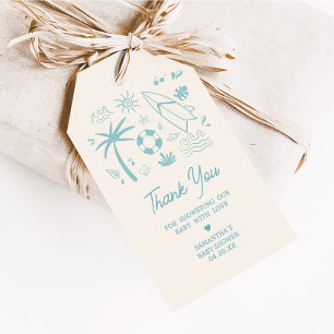 Étiquettes-cadeau Bébé Surf bleu à bord Baby shower Favoriser Tags