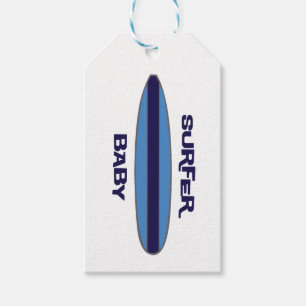 Étiquettes-cadeau Bébé surfeur bleu