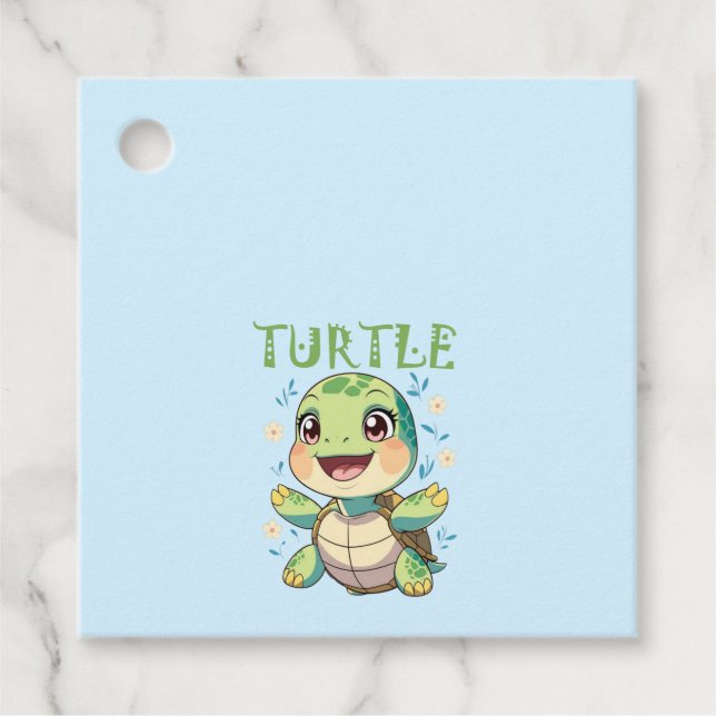 Étiquettes Cadeau Bébé Tortue Mignon  (Devant)