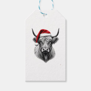 Étiquettes-cadeau Bébé Vache Highland Mignon Cadeaux de Noël Santa X