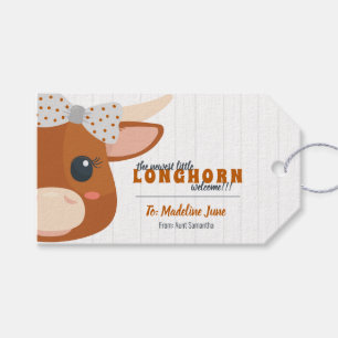 Étiquettes-cadeau Bébée Longhorn brûlée Orange