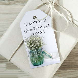 Étiquettes-cadeau Bébés blancs Respirer dans Bleu Jar Mariage Faveur