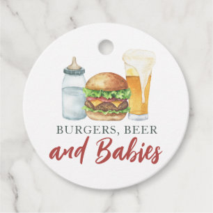 Étiquettes Cadeau Bébés, Burgers et Bière Cadeaux de bébé Merci