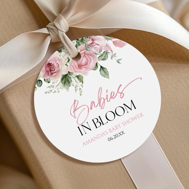 Étiquettes Cadeau Bébés En Fleur Rose Rose Baby shower Floral Twins (Créateur téléchargé)