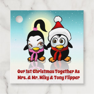 Étiquettes Cadeau Bébés Manchots de Noël