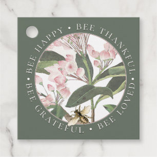 Étiquettes Cadeau Bee Happy Bee Thankful Inspirational Apiary Tag