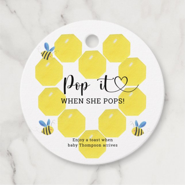 Étiquettes Cadeau Bee Pop it When elle pops (Devant)