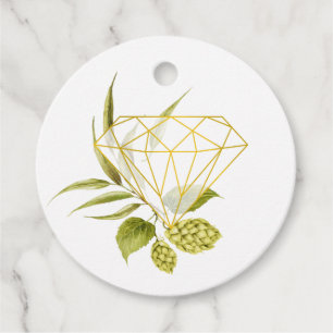 Étiquettes Cadeau Beer Willow Green et Gold Diamond géométrique