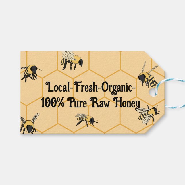 Étiquettes-cadeau Bees Honeycomb Aviary Bee Farm (Devant (Horizontal))