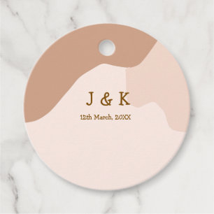 Étiquettes Cadeau Beige boho incurvé orange mariage nom date
