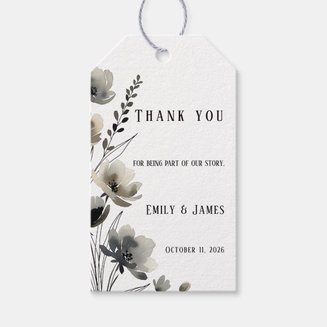 Étiquettes-cadeau Beige Neutral Floral Wedding (Devant)