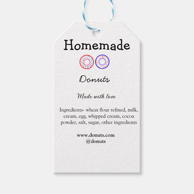 Étiquettes-cadeau beignets faits maison avec amour ajouter site de t (Devant)