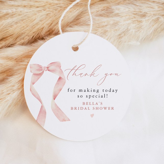 Étiquettes Cadeau BELLA Rouge Bow Elle se marie Merci (Créateur téléchargé)