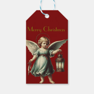 Étiquettes-cadeau Belle Ange et Lanterne de Noël Vintage
