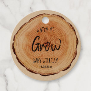 Étiquettes Cadeau Belle aquarelle Bois Slice Watch Me Grow Fav