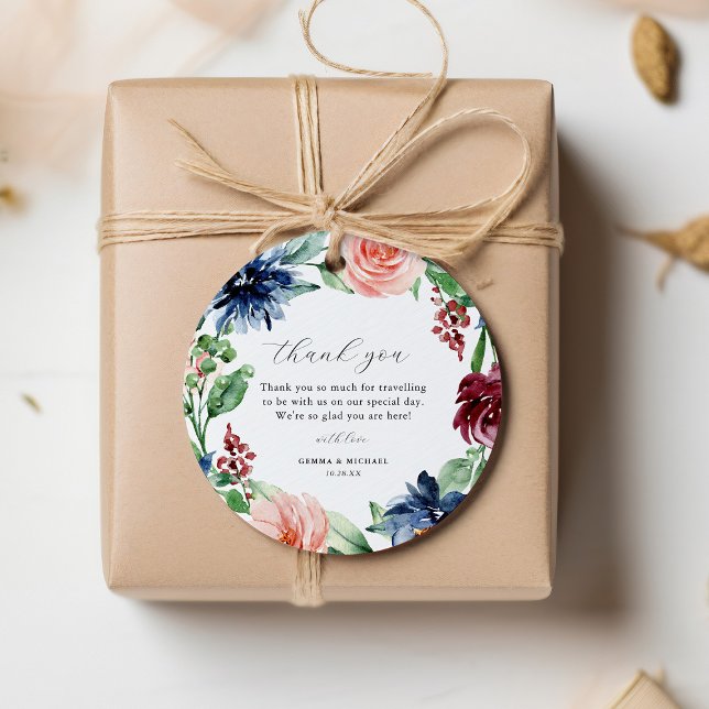 Étiquettes Cadeau Belle aquarelle Floral Mariage Wreath (Créateur téléchargé)
