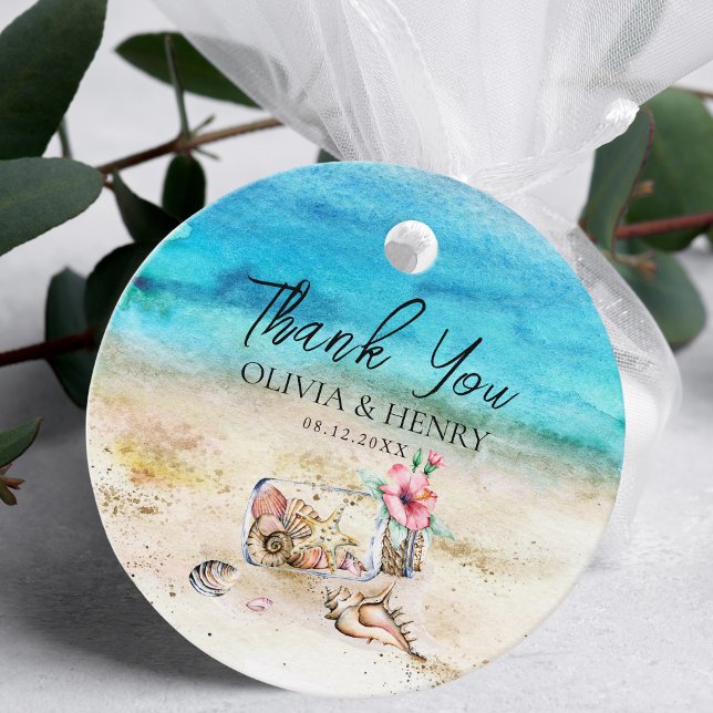 Étiquettes Cadeau Belle aquarelle Starfish Beach Mariage (Créateur téléchargé)