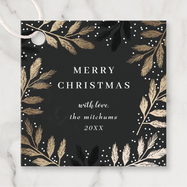 Étiquettes Cadeau Belle Branche Joyeux Noël (Devant)