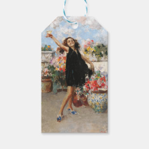 Étiquettes-cadeau Belle Femme Célébrant Joyeuse Occasion