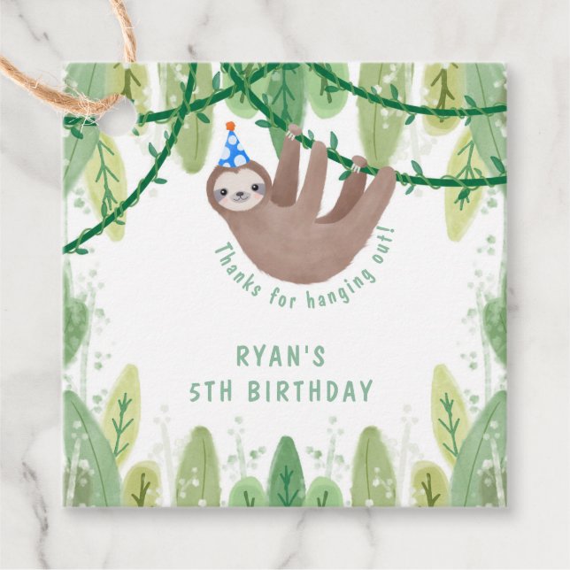 Étiquettes Cadeau Belle fête bleu casquette anniversaire (Devant)