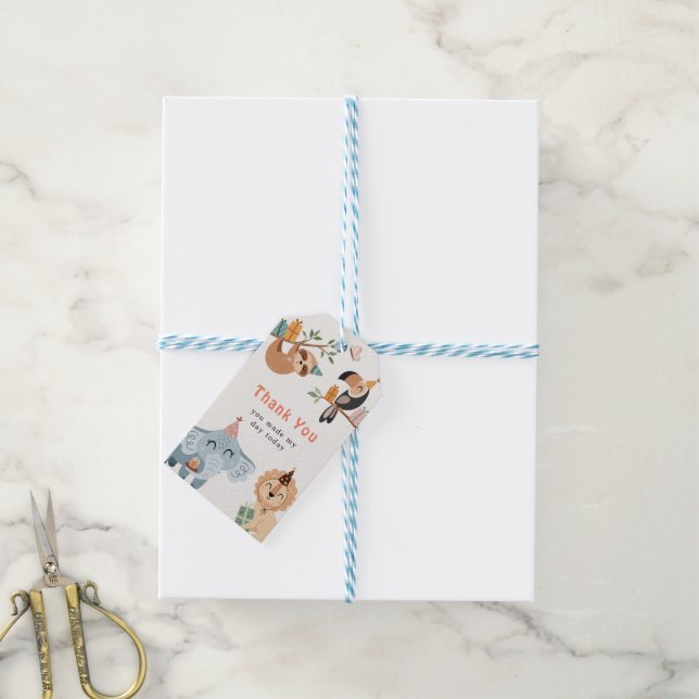 Étiquettes-cadeau Belle fête Safari Animaux Anniversaire de enfant (Avec de laficelle)