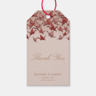 Étiquettes-cadeau Belle Grue en papier Origami Merci rouge