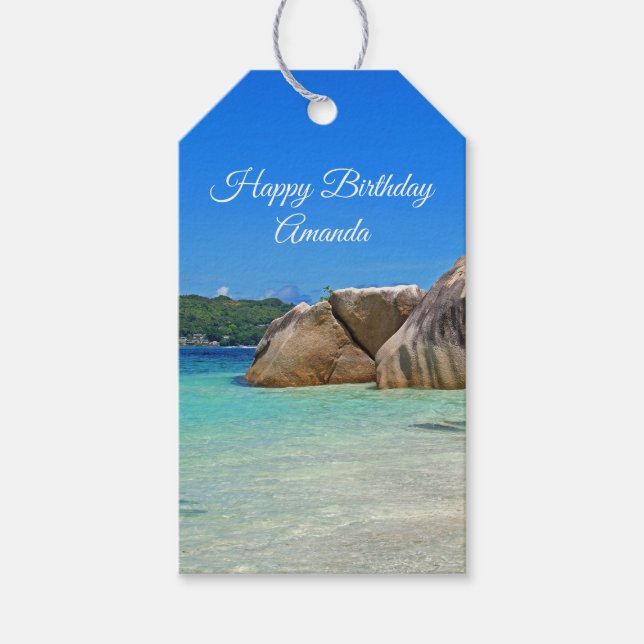 Étiquettes-cadeau Belle Mer Tropicale Côte Rocheuse (Devant)