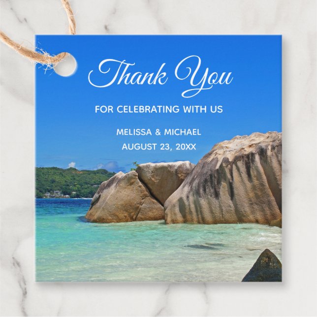 Étiquettes Cadeau Belle Mer Tropicale Mariage de la côte rocheuse (Devant)